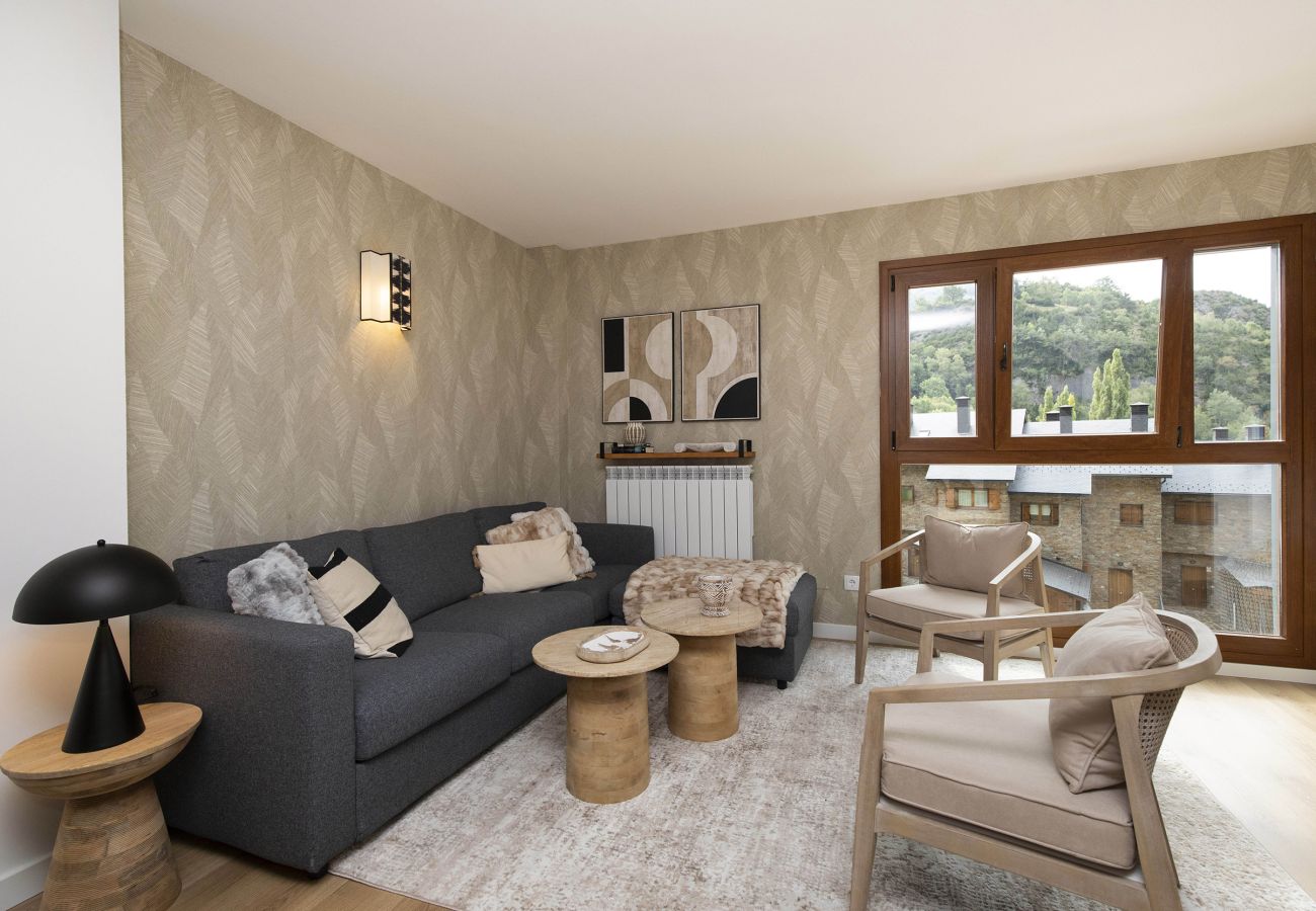 Grand salon avec vue et lumière naturelle dans un appartement de vacances à Panticosa.